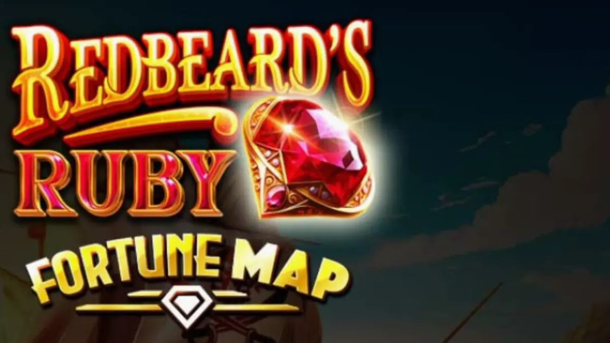 Redbeard’s Ruby – Fortune Map slot game interface showing pirate theme symbols and treasure map.