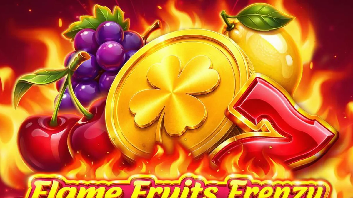 Flames Fruits Frenzy Hold and Win سلاٹ کا ایک منظر جس میں آتشیں پھل اور کوائنز نظر آ رہے ہیں۔